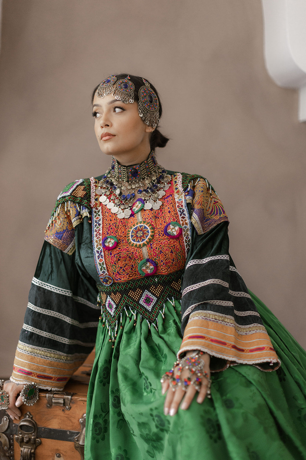 Timeless Grace in Green: Afghan Traditional Dress