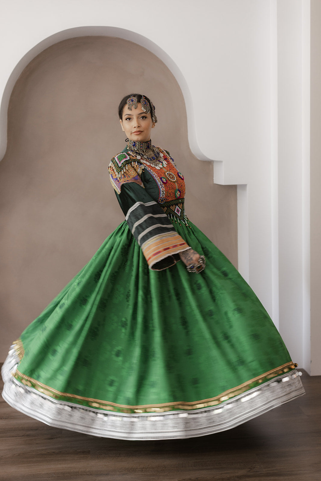 Timeless Grace in Green: Afghan Traditional Dress