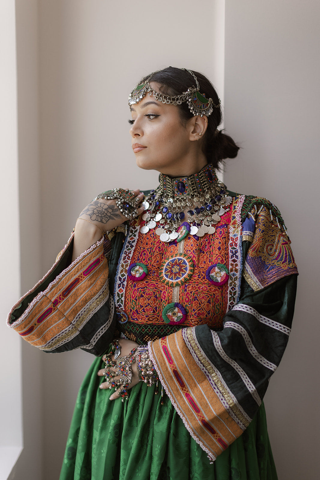 Timeless Grace in Green: Afghan Traditional Dress