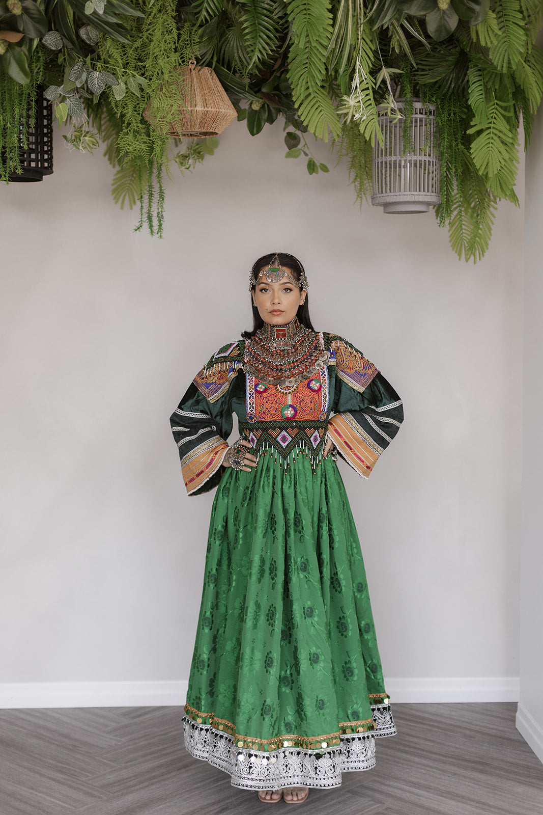 Timeless Grace in Green: Afghan Traditional Dress